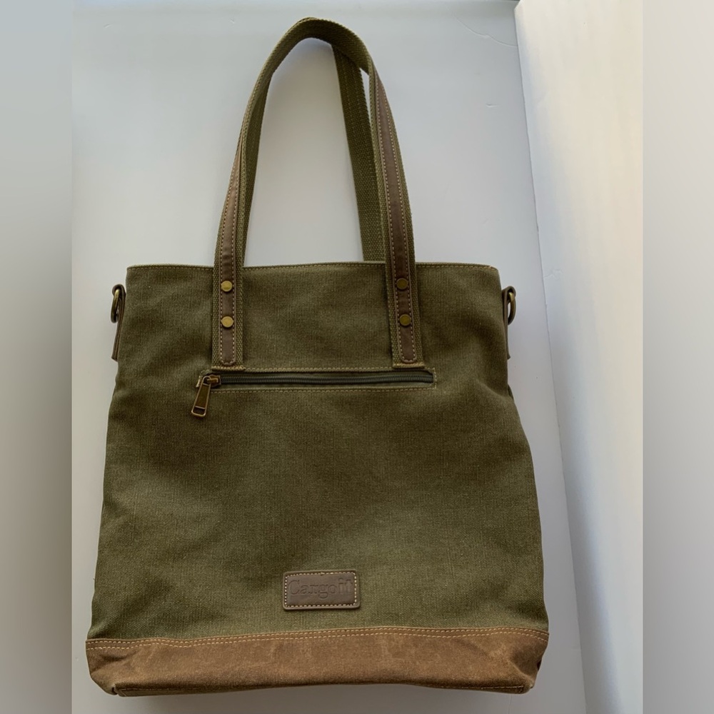 CARGOIT Olive Green Canvas Tote Messenger Style Bag